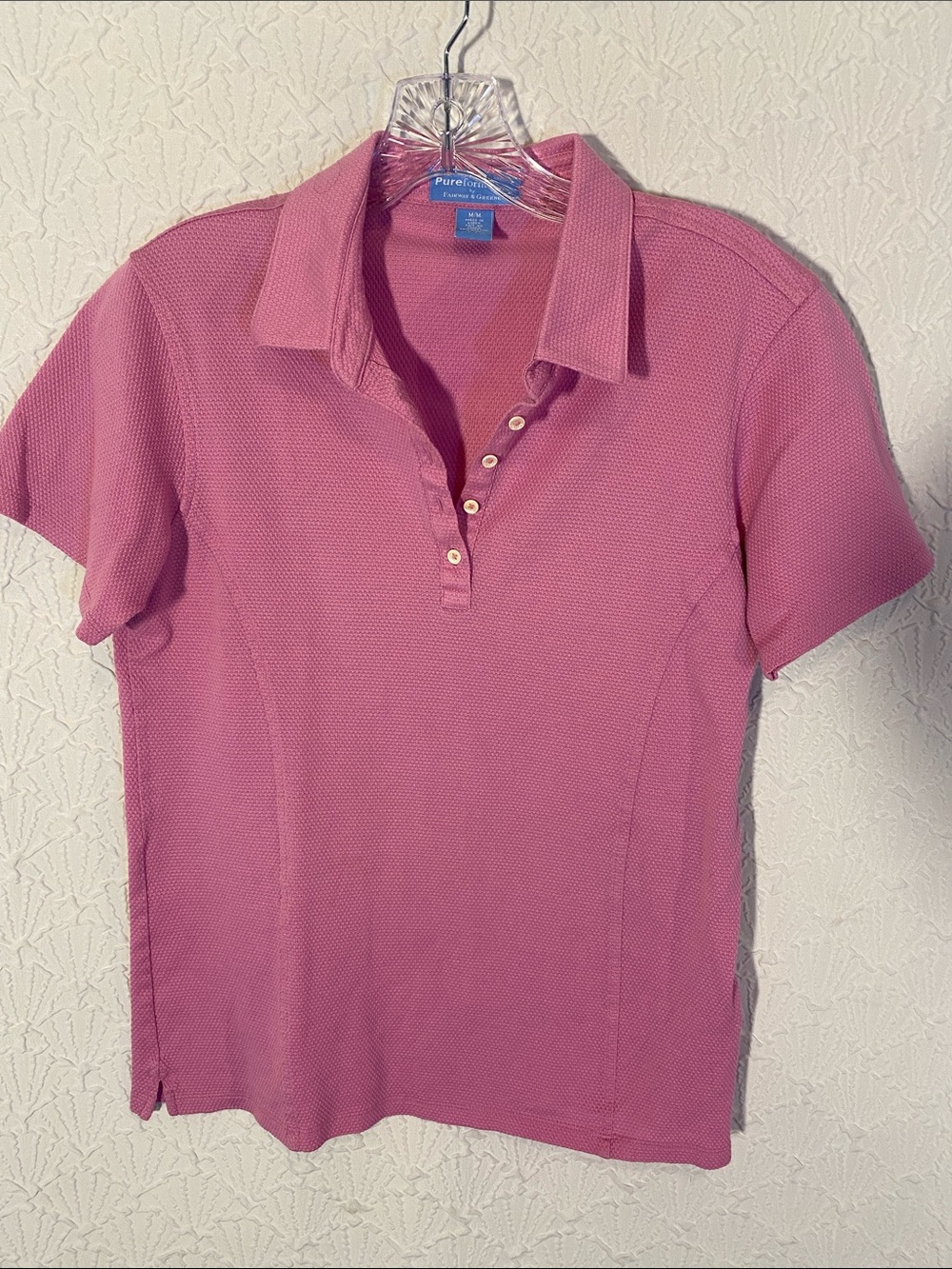 Fairway & Greene Pink Short-Sleeve Polo Performance Tee